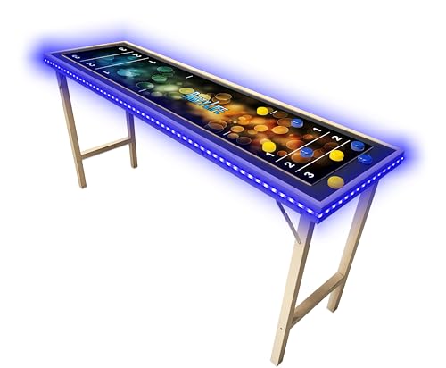 6-Foot Premium Shuffleboard Table w/Folding Legs, Pucks, and Optional LED Lights - Awesome Graphics - Choose Your Model - color: BUBBLES, size: 6-Foot w/ LED Lights