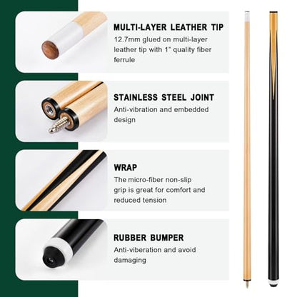 Outus 71 Pcs Premium Pool & Billiard Table Accessories Set – Pool Balls, Cue Sticks with Tips, Triangle Rack, Chalks, Brush Spot Stickers for Home Family & Beginner Practice - style: Marble Style Balls