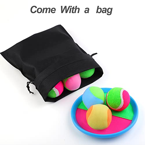 Aneco Toss and Catch Paddle Game Set Disc Paddles and Toss Ball Sport Game with Storage Bag, 6 Paddles and 6 Balls - color: Light Blue