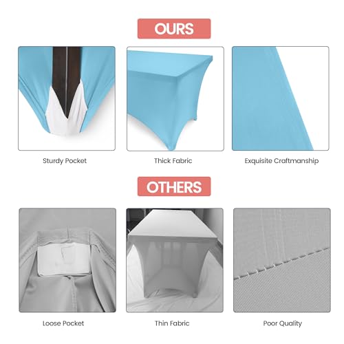 Utopia Kitchen Spandex Tablecloth 1 Pack [6FT, Blue Mist] Tight, Fitted, Washable and Wrinkle Resistant Stretch Rectangular Patio Table Cover for Event, Wedding, Banquet & Parties [72Lx30Wx30H Inch] - color: Blue Mist, size: 6 Feet - 1 Pack