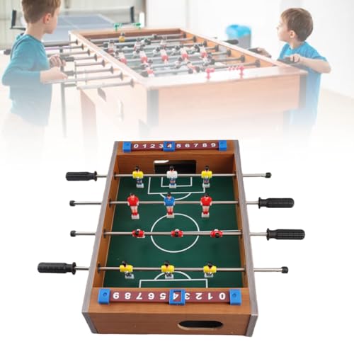 EVGATSAUTO Mini Foosball Table, Wood ABS Tabletop Soccer Game 34.5 X 21.5cm, Slider Scoreboard Thick Rods Easy Setup, Compact Desktop Football Game for Kids Family Indoor Party