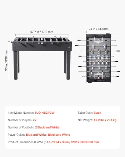 VEVOR Foosball Table, 55 inch / 42 inch Standard Size Foosball Table, Indoor Full Size Football Table for Home, Family, and Game Room, Soccer with Durable Soccer Set - size: 48IN