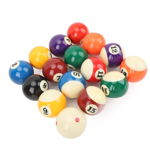 Billiard Balls Set, Resin 2.25inch Regulation Size High Friction Bright Colors with Clear Numbering Includes Ball