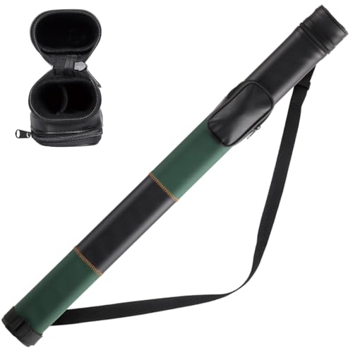 Billiard/Pool Cue Hard Cases, Cue Case 1 Stick 2 Holes,Holds 1 Complete 2-Piece 58 Inches Cue Sticks,Deluxe Hard Billiard Pool Cue Stick Carrying Case,Pool Billiards Accessories - color: Green