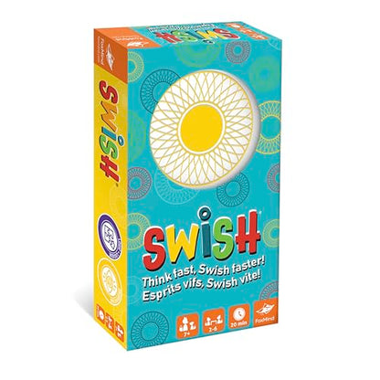 FoxMind Games: Swish Card Game, Spatial Reasoning Board Game for Ages 7 and up, Rotate, Stack & Match Transparent Cards to Win. Waterproof Cards & Travel Bag - Perfect Family Travel Game