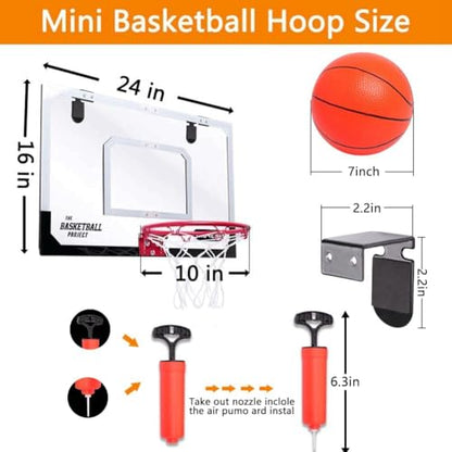 Upgrade Basketball Hoop Set for Kids-Extra Large 24''x 16''Pro Indoor Basketball Hoop for Door & Wall with 3 Balls, Complete Accessories, Basketball Toy Gift Perfect for Boys Girls Teens Adults - style: 24"x16" Basketball board