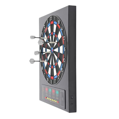Electronic Dart Board Cabinet Set, Electric Dartboard with 12 Darts & 100 Dart Heads, LED Display, 27 Games and 243 Variations Dartboard Set for Game Rooms, Pubs, Club