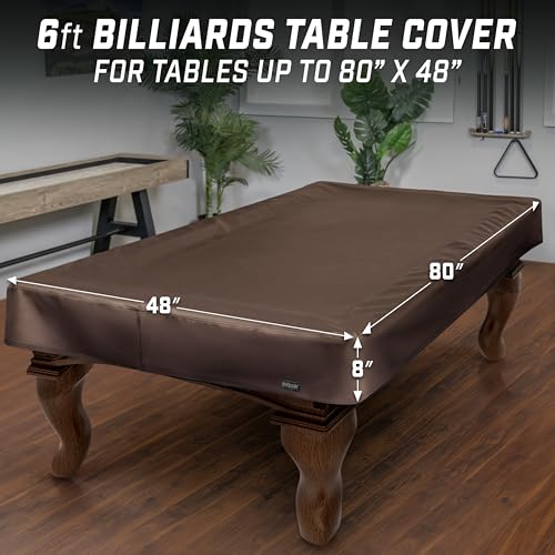 GoSports 6, 7, 8 & 9 ft Premium Leatherette Pool Table Cover - Waterproof & Tearproof - Heavy Duty Indoor & Outdoor Billiard Table Cover - color: Brown, style: 6 ft (80" L x 48" W x 8" H)
