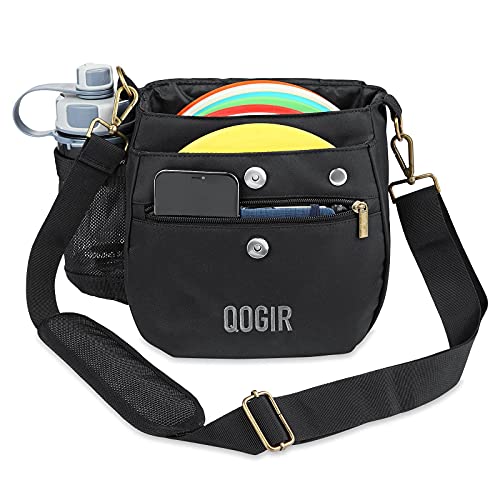QOGIR Lightweight Disc Golf Bag: Durable Disc Golf Bag with 8+ Disc Capacity, Introductory Discs Golf Bag, Holds Water Bottle and Accessories, Great for Beginners - color: Black