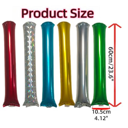 48pcs Round Head Boom Sticks Thunder Sticks Cheering Sticks Team Spirit Plastic Cheerleading Spirit Stick Clapper Inflatable Noise Maker Sports Supply (Metallic red) - color: Metallic Red