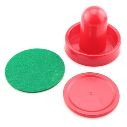 16PCS Air Hockey Pucks and Paddles Set Air Hockey Table Plastic Accessories 60mm Black Red 4 Air Push Handles 4 Flannel Pads 8 Balls