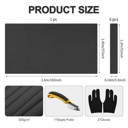 STRONGBERRY Pre-Cut Pool Table Felt Replacement Kit - 8ft Billiard Cloth w/Gloves, Strips & Tools, Felt for Pool Tables - color: BLACK