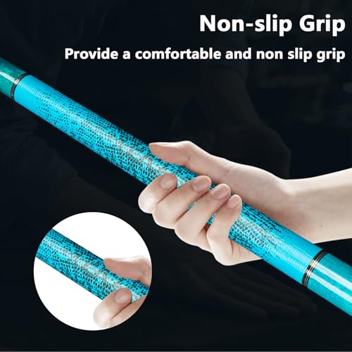 Glass Fiber Pool Cue with Case Canadian Maple Wood Pool Stick Low Deflection Cue Stick Pool Cue Kit with Case,Gloves,Tips and Extension - color: Blue