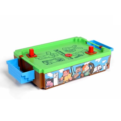 Minecraft: Mini Arcade Air Hockey - Overworld - 14" Motorized Tabletop Game, Iconic Sounds, Customizable Pushers, Licensed, Adults- Kids 3+, 2 Players