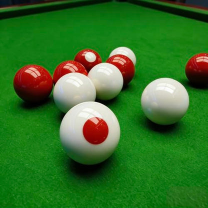 HMQQ 2-1/8" Regulation Bumper Pool Balls Set, Durable Polyester Resin Billiard Ball Set of 10 for Bumper Pool Table – Red/White Balls with Spotted Markers, Precision Balanced Replacement Ball