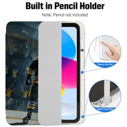 Custom Name/Number Case for iPad (A16) 11th Gen 11 inch 2025 & 10th 10.9 inch 2022 & 9th/8th/7th Gen 10.2 inch 2021/2020/2019,with Hockey Lover's,with Pencil Holder(Columbus Blue) - color: Columbus Blue, size: iPad Series