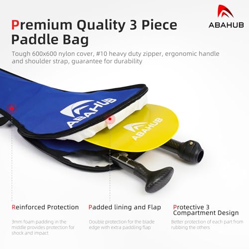 Abahub Carbon Fiber SUP Paddles, 1 x 3 Section Adjustable 67" - 86" Carbon Fiber Shaft, Lightweight Stand-up Paddle Oars for Paddleboards, with a Carrying Bag - color: Gradient Yellow Print