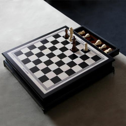 15 "Wooden Chess Set, Large Size Board, Built-in Storage Drawer - 2 Extra Queens - Wooden Chess Pieces - Gift wrap, Adult and Children's Board Games