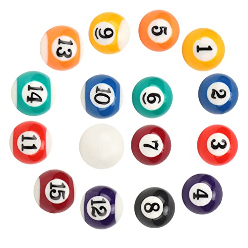 16PCS Mini Billiard Balls Set, 2.5cm/0.98inch Mini Pool Ball Set, Pool Table Balls Accesssory for Game Rooms, Bars, Sports Recreation Games and Recreational Sports