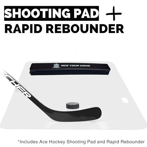 Ace Hockey Shooting Pad 30" x 60" Plus Puck Rebounder - Synthetic Ice Mat with Puck Passer - 12.5 sqft Shoot Pad with Hockey Passer for One Timers - Practice Hockey