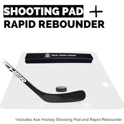 Ace Hockey Shooting Pad 30" x 60" Plus Puck Rebounder - Synthetic Ice Mat with Puck Passer - 12.5 sqft Shoot Pad with Hockey Passer for One Timers - Practice Hockey