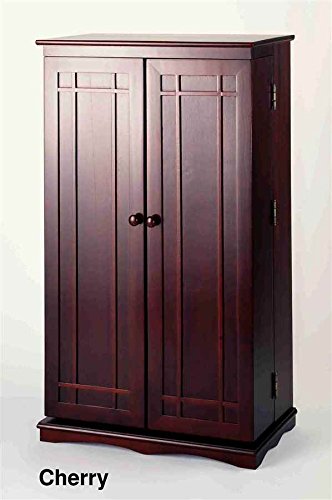 Leslie Dame Solid Oak Multimedia Storage Cabinet with Classic Mission Style Doors, Walnut - color: Walnut