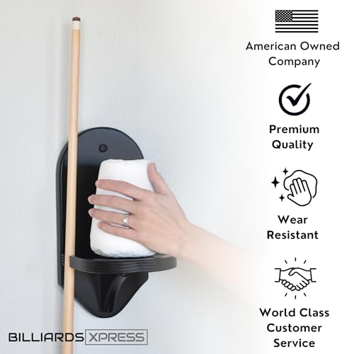Pool Hand Chalk Holder - Elegant Cone Chalk Holder - Extra-Sturdy Pool Chalk Holder - Wall Mounted Pool Table Chalk Holder with Beveled Edge and Hardware - Pool Table Accessories - color: Black