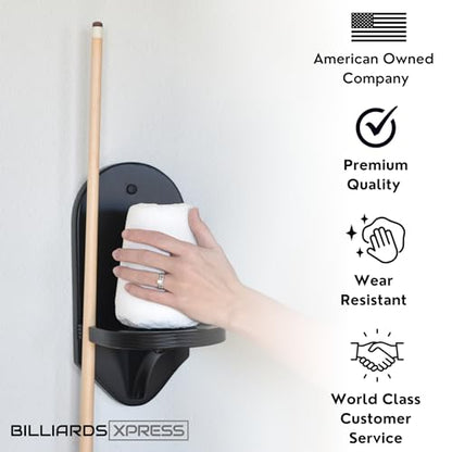 Pool Hand Chalk Holder - Elegant Cone Chalk Holder - Extra-Sturdy Pool Chalk Holder - Wall Mounted Pool Table Chalk Holder with Beveled Edge and Hardware - Pool Table Accessories - color: Black