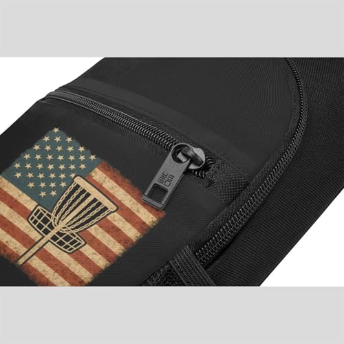 Disc Golf Vintage Usa Flag Casual Sling Chest Bag, Crossbody Shoulder Pack