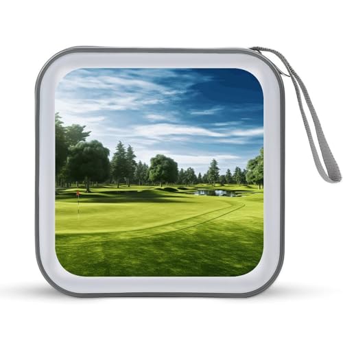 Golf Course Lawn CD Case 40 Capacity DVD Case Portable Zipper CD Case Holder Protective DVD Disc Wallet Bag Large Storage CD Wallet CD DVD Organizer for Car Home Travel