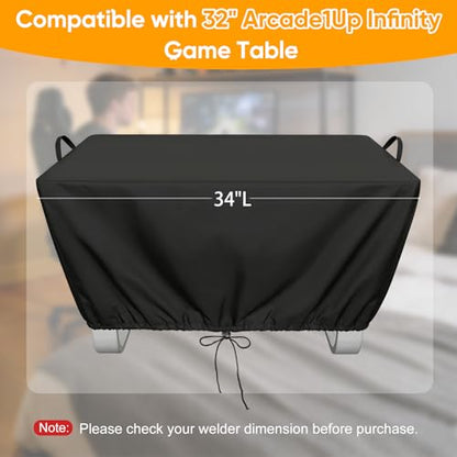 420D Game Table Cover Compatible with 32" Arcade1Up Infinity Game Table | Heavy Duty Waterproof, Adjustable Drawstring ,Pet-resistant, Black - size: 34“L