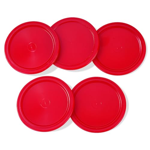 Pack of 5 Red 2-inch Mini Air Hockey Table Pucks - size: 2-inch