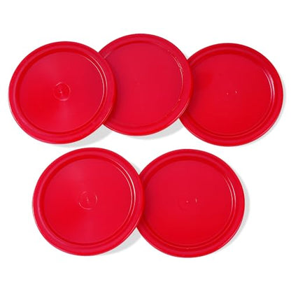 Pack of 5 Red 2-inch Mini Air Hockey Table Pucks - size: 2.5-inch