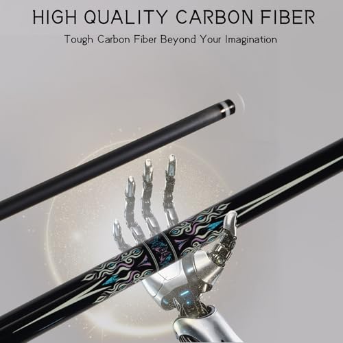 58" 19-20oz 2-Piece Carbon Pool Cue Stick 11.8mm Tip Billiard Carbon Fiber Clue, Billiard Supplies 1/2 Joint Handmade Straight Fit Ball/Black Eight, Nine Balls 19-20oz (Play Cue) - color: Black-2