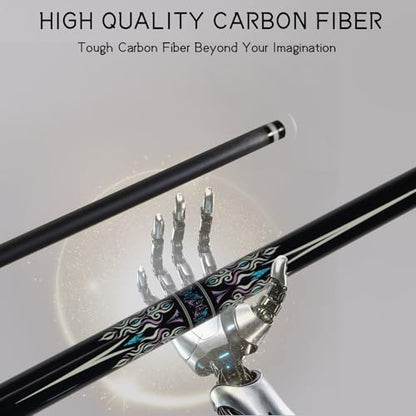 58" 19-20oz 2-Piece Carbon Pool Cue Stick 11.8mm Tip Billiard Carbon Fiber Clue, Billiard Supplies 1/2 Joint Handmade Straight Fit Ball/Black Eight, Nine Balls 19-20oz (Play Cue) - color: Black-2