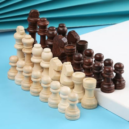 32Pcs Chess Pieces Only,Wooden International Chessmen Pieces,Hand Carved Figures Chess Game Pawns (2inch)