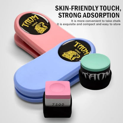 TAOM Magnetic Chalk Holder Belt Clip for Round and Square,Portable Pool Cue Chalk Holder with Silicone Clip,Silent Chalk Holder Pool Billiards,Chalk Case Pool Table Accessories - color: A-Macaron Blue