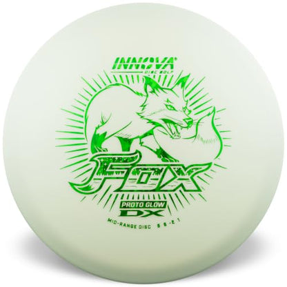 Innova Proto Glow DX Fox – Glow in the Dark Disc Golf Mid-Range Disc, Far Gliding Mid-Range Disc - size: 170-174g