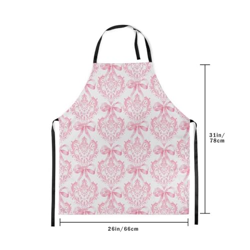 Manfei Blue Bowknot Kids Kitchen Apron - color: Pink White