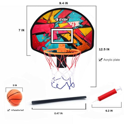 3-in-1 Mini Office Basketball Hoop for Desk, Door & Trash Can,Adjustable Mini Indoor Basketball Hoop with Ball & Pump,Fun Desktop Game and Office Toys,Great Birthday Gift Idea - color: Red 3 in 1