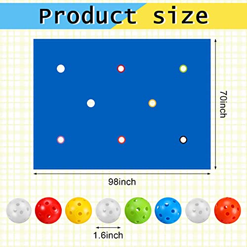 Tradder 2 Set Hole Tarp Team Building 85 x 57 Inches Fun Team Building for Work with 16 Pcs Ball for Teamwork Group Activities(Blue)
