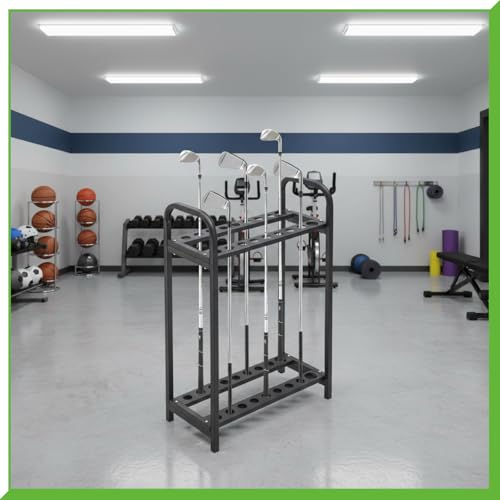 Hicarer 18 Hole Golf Club Holder Metal Golf Club Organizer Stand Rack Putter Stand Display for Indoor and Outdoor Use Home, Black - style: 18 Hole