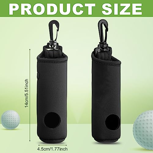 4 Pieces Golf Tee Holder Golf Ball Carry Bag Pouch Ball Holder Keychain Belt Clip Gifts Accessories - color: Black, Simple