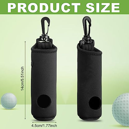 4 Pieces Golf Tee Holder Golf Ball Carry Bag Pouch Ball Holder Keychain Belt Clip Gifts Accessories - color: Black, Simple