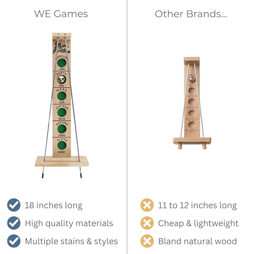 WE Games Shoot the Moon - Classic Solid Wood Rolling Ball Game for Family Fun & Skill Building, Enhances Social Skills, Patience & Perseverance - size: 1 unit