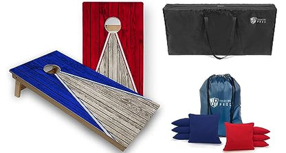 Tailgating Pros Cornhole Boards-4'x2' Cornhole Game w/Carrying Case & Set of 8 Corn Hole Bean Bags w/Tote (4'x2' Pyramid Design Tournament)