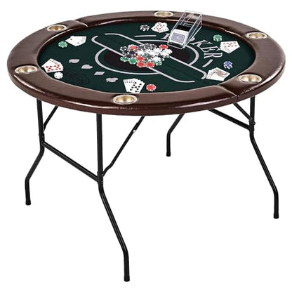 Barrington Poker Multiple Styles Folding Poker Table & Poker Table Top/Dining Table Collection, Durable Padded Rail Tables with Felt Playing Surface, Perfect for Texas Holdem Games - style: 46 In. Round Poker Table (6 Player)
