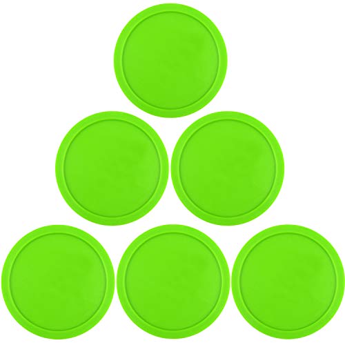 ONE250 3 1/4 inch Air Hockey Pucks, Full Size Goal Packs Replacement Accessories for Game Tables (6 Pcs) - color: Green