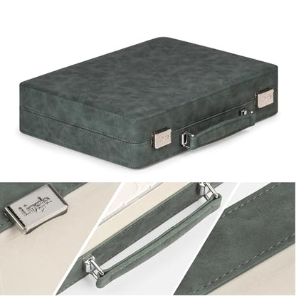 Rummy Game Set, 2-4 Players with 106 Rummy Tiles and 4 Racks, Rummy Travel Game Set with Faux Leather Case, Fun Family Classic Board Games (Green) - color: Green