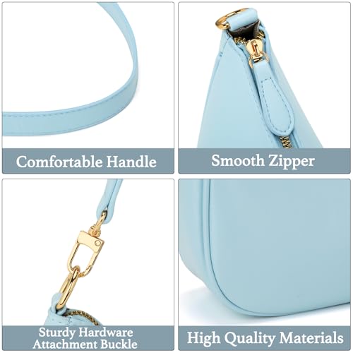 KKXIU Shoulder Bag for Women Cute Hobo Purses and Handbags Retro Clutch Underarm Purse | Cute - color: Light Blue